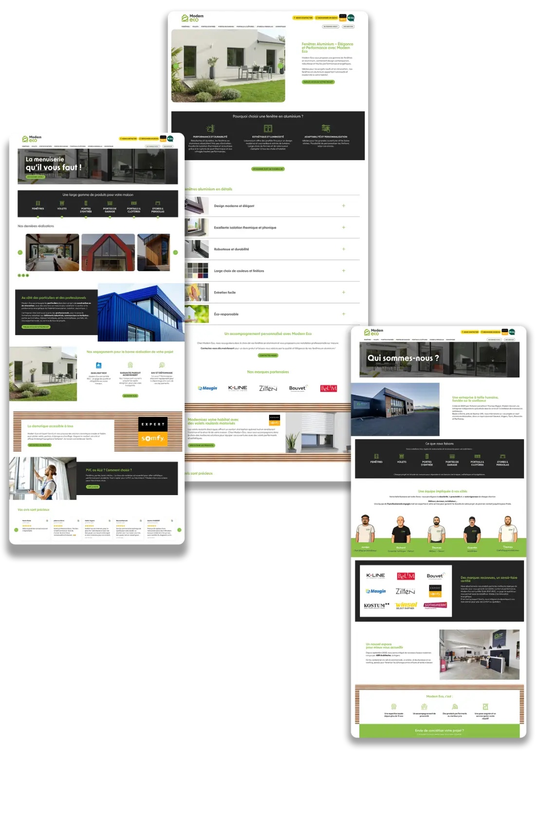 dbw-agence-web-mockup-site-modern-eco-pages-pc Mockup des pages du site internet Modern Eco (accueil, menuiserie PVC, entreprise), conçu par DBW – agence web experte en refonte digitale et UX design.