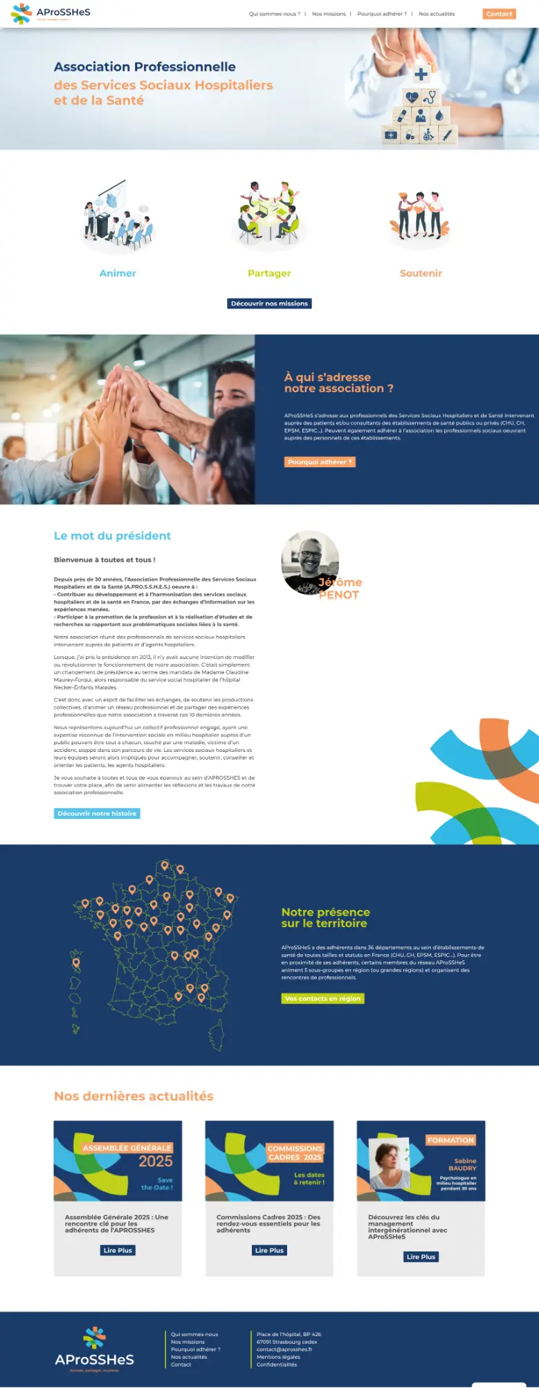 dbw-web-design-site-desktop-aprosshes-page Version desktop du site web APRoSSHeS conçu par l’agence DBW : structure claire et mise en valeur des missions