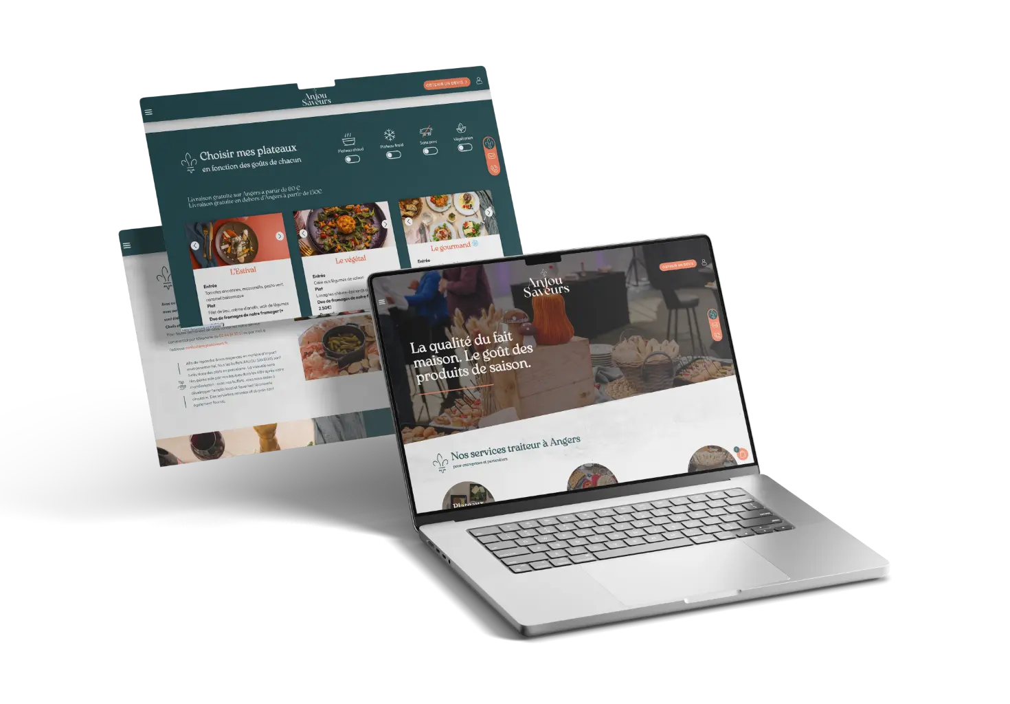 Site e-commerce Anjou Saveurs conçu par l’agence DBW : interface de commande de plateaux repas à Angers