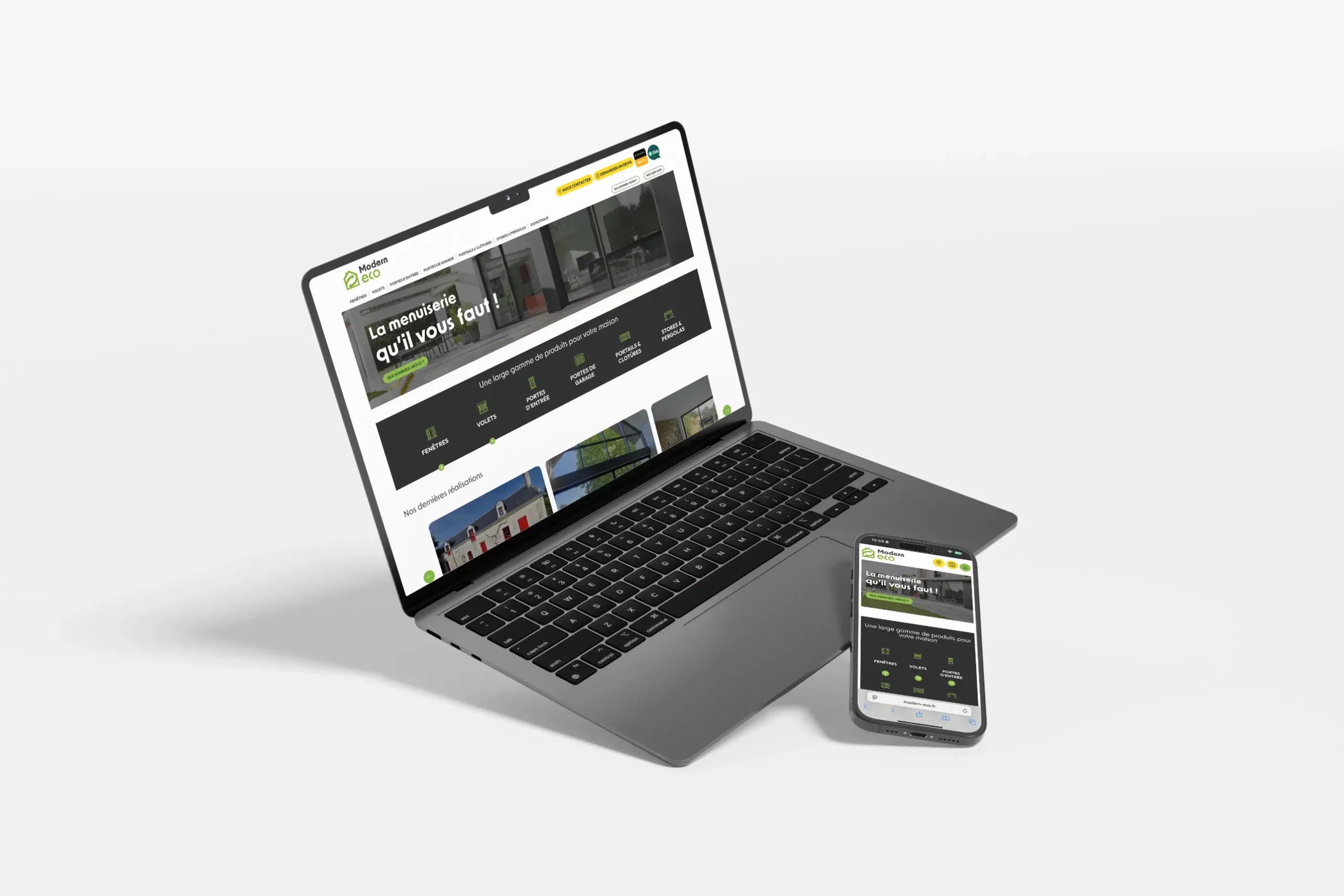 dbw-web-design-site-responsive-modern-eco-menuiserie-angers Aperçu du site responsive Modern Eco développé par DBW, menuiserie et rénovation énergétique à Angers