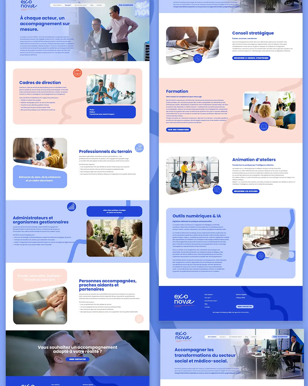 Création du site internet Exo Nova par l’agence DBW à Angers – design et développement WordPress sur mesure pour un acteur du secteur médico-social.